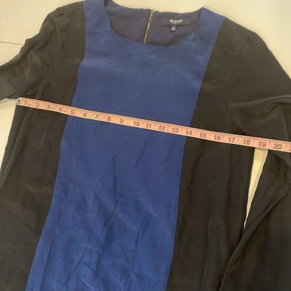 Madewell Blue and Black Colorblock Dress Back Zipper Silk Blend Small - Picture 14 of 17